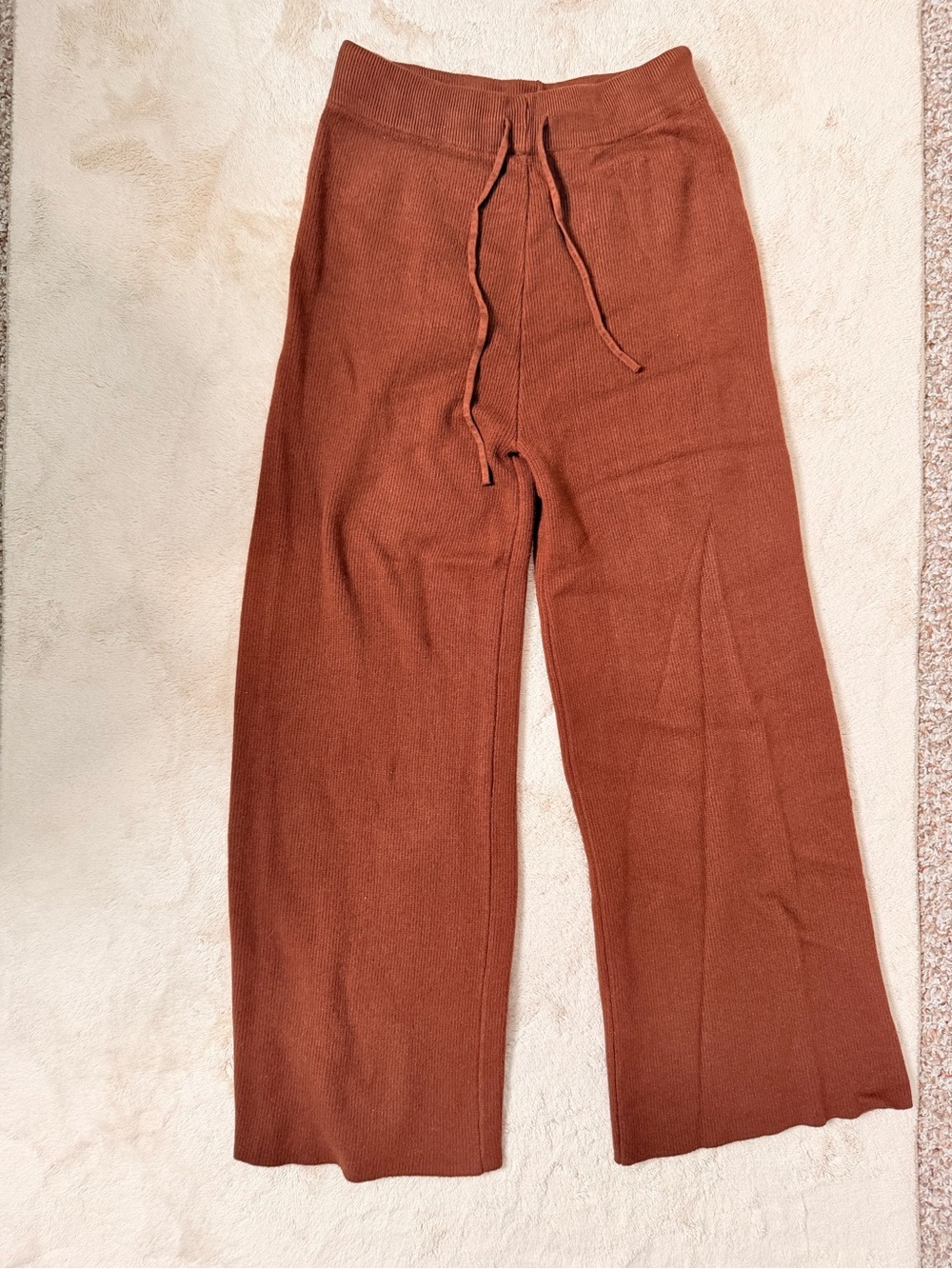 ‼️🤎Cozy Knit Wide-Leg Drawstring Pants - Rust‼️🤎